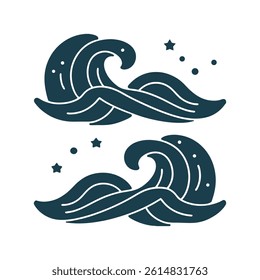 EPS Vector Waves of the Ocean – Stylized waves representing spiritual transformation - Minimalist Design