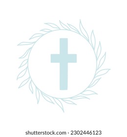 eps Watercolor Easter cross clipart. Floral crosses illustration