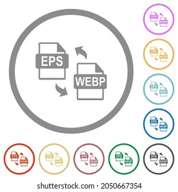 EPS WEBP file conversion flat color icons in round outlines on white background