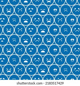 (EPS, so you can edit it)
This pattern consists of several emojis that describe feeling blue. With a blue background color and white objects, this pattern looks balanced.