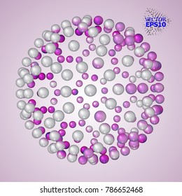 eps10. 3d abstract spheres composition. Vector illustration. Futuristic ULTRA VIOLET Style. Can be used for presentations and design.
