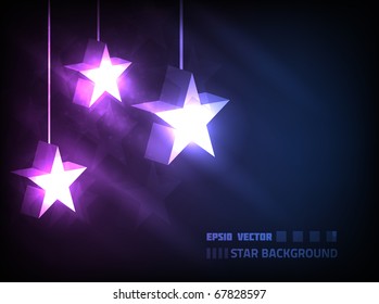 EPS10 abstract 3D star background with copyspace; background is colored in purple and blue