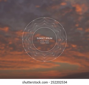 EPS10 abstract background with blurred sunset sky and geometric text box for website wallpaper, banner, brochure design