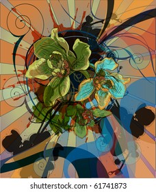 eps10 abstract composition with orchids and swirls