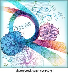  eps10 abstract frame with hand-drawn flowers