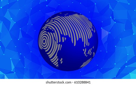 eps10. Abstract map of the planet Earth on a background of a grid of triangles. Vector illustration