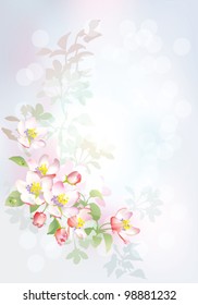 EPS10/ Abstract pink background with flowers of apple