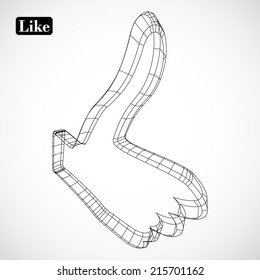 eps10, abstract symbol of thumb in style 3D