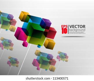 eps10 abstract vector design, cubes on chrome background