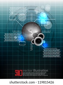 eps10 abstract vector design -  futuristic globe interface with speakers concept background