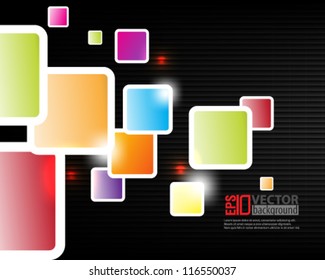 eps10 abstract vector design - multicolor squares on black background