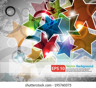 eps10 abstract vector design - multicolored stars on grunge backround