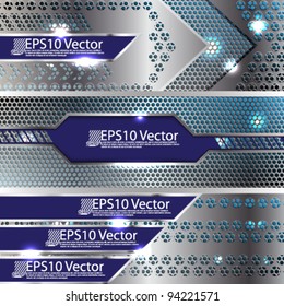 eps10 abstract vector futuristic chrome header set concept design.