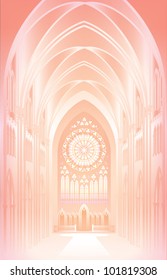 EPS10/ The architectural background - Pink. Imagination in Gothic style