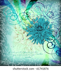 eps10 arrangement of chrysanthemums on a background of turquoise silk