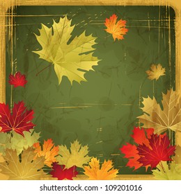 EPS10 Autumn leaves grunge background. Vector illustration.