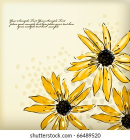 eps10 background with bright yellow camomiles