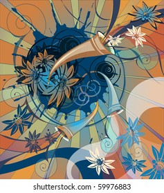 eps10 background with fanfares and flowers