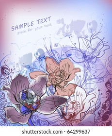 eps10 background with gentle hand drawn orchids