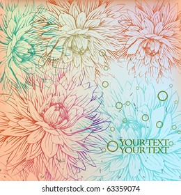 eps10 background with hand drawn blossoming chrysanthemums