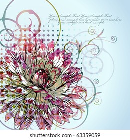 eps10 background with a hand drawn colorful chrysanthemum