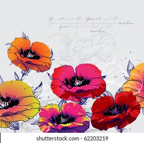 eps10 background with vibrant poppies