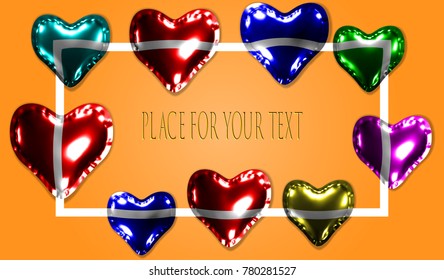 eps10. Balloons in the form of a heart made of glossy material. Template for your design. Vector illustration