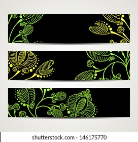 eps10, banner with floral pattern
