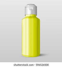 EPS10. Bottle of shampoo packing with the ability to inject any glossy color, isolated on white background