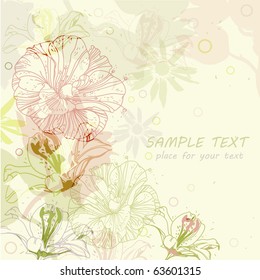 eps10 bright background with hand drawn flowers