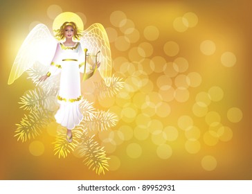 EPS10/ Christmas Angel on an abstract background - horizontal