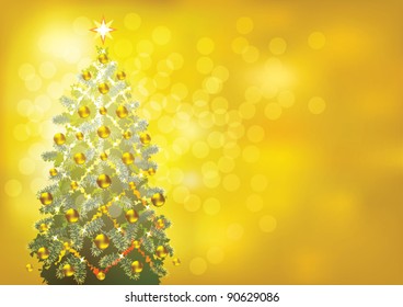 EPS10/ Christmas tree on a gold background
