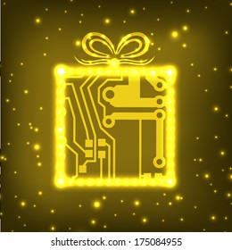 EPS10 circuit board christmas gift box background