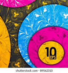 eps10, colored layers, abstract background, stylized flowers