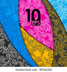 eps10, colored layers, abstract background, stylized flowers