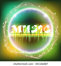 EPS10 colorful dots abstract vector background music, neon light