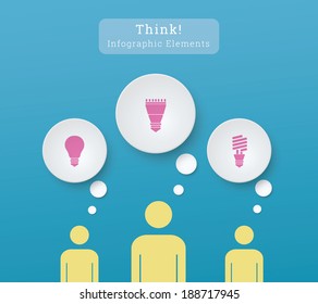 EPS10 concept design with light bulb icon set for infographics, presentation, layout - CMYK version
