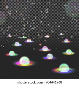 eps10. The concept of multi-colored and black color Bokeh. Light effects. On a transparent background
