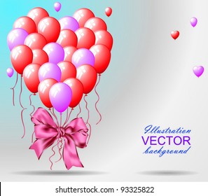 Eps10 Copula of red gel balloons in the shape of a heart