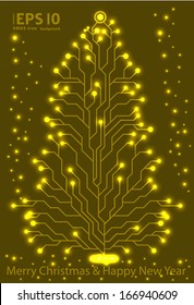 EPS10 creative technology christmas tree vector background 