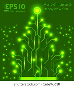 EPS10 creative technology christmas tree vector background 