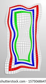eps10. Curved surface made of deformed cubes or tiles. Vector illustration in colored colors.