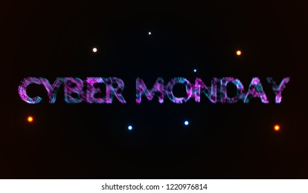 EPS10. Cyber Monday in the PLEXUS style. Lines connected together with circles at the intersection against a dark background. Vector illustration