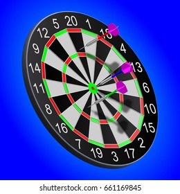 eps10. Darts stuck in the board on a blue background