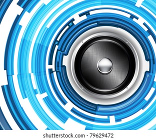 Diseño EPS10 para el altavoz de audios azul claro brillante - Fondo del vector abstracto