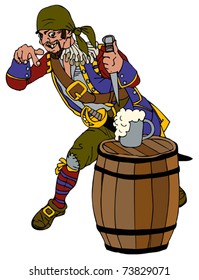 EPS10,  Drunk pirate on a barrel of rum
