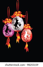 EPS10/ Easter decorations on a black background