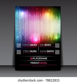 EPS10 Editable Flyer with Colorful Equalizer Design