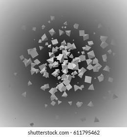 eps10. Explosion of geometric shapes in space. Vector illustration. Back background for presentations