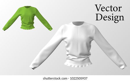 eps10. Female sweater with a thin finish with a round neck. Poluver with long arms. Vector illustration. 3d illustration